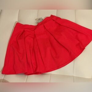 American Eagle Outfitters Red Pleated Skater Mini Skirt hot pink
